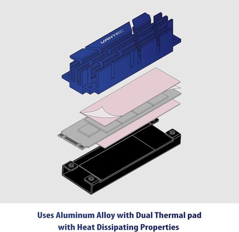 Vantec ICEBERQ M.2 NVMe/SSD Heat Sink with Thermal Pad (HS-NVME150-BK, Black) in Kuwait