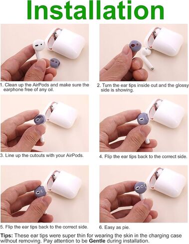 (Fit in Case) 4 Pairs Replacement Super Thin Slim Rubber Silicone Earbuds Ear Tips and Covers Skin for AirPods 2 AirPods 1 or EarPods Headphones [ Fit in Charging Case ] (2 White 2 Light Rose) in Saudi Arabia