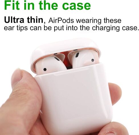 (Fit in Case) 4 Pairs Replacement Super Thin Slim Rubber Silicone Earbuds Ear Tips and Covers Skin for AirPods 2 AirPods 1 or EarPods Headphones [ Fit in Charging Case ] (2 White 2 Light Rose) in Saudi Arabia