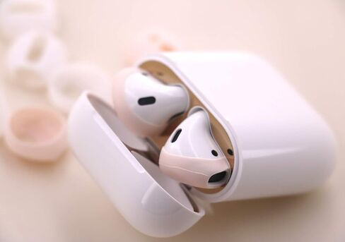 (Fit in Case) 4 Pairs Replacement Super Thin Slim Rubber Silicone Earbuds Ear Tips and Covers Skin for AirPods 2 AirPods 1 or EarPods Headphones [ Fit in Charging Case ] (2 White 2 Light Rose) in Saudi Arabia