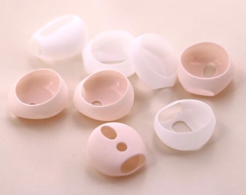 (Fit in Case) 4 Pairs Replacement Super Thin Slim Rubber Silicone Earbuds Ear Tips and Covers Skin for AirPods 2 AirPods 1 or EarPods Headphones [ Fit in Charging Case ] (2 White 2 Light Rose) in Saudi Arabia
