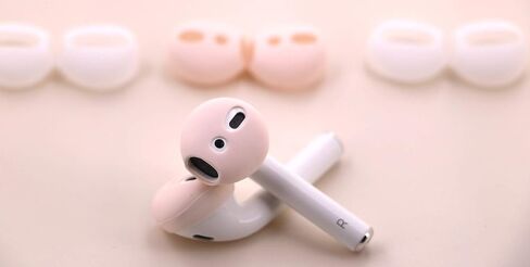(Fit in Case) 4 Pairs Replacement Super Thin Slim Rubber Silicone Earbuds Ear Tips and Covers Skin for AirPods 2 AirPods 1 or EarPods Headphones [ Fit in Charging Case ] (2 White 2 Light Rose) in Saudi Arabia