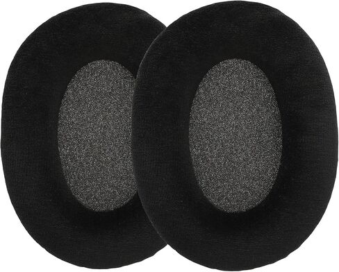 kwmobile 2X Earpad Compatible with Sennheiser Game ONE/Game Zero / HD380PRO / PXC450 / PXC350 / PC350 / PC360 - Replacement Velour Earpad Cushion for Headphones - Black in Saudi Arabia
