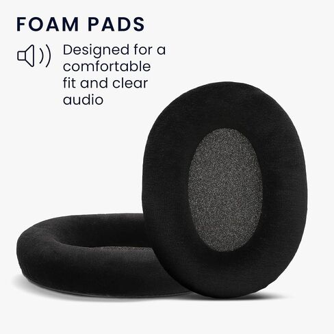kwmobile 2X Earpad Compatible with Sennheiser Game ONE/Game Zero / HD380PRO / PXC450 / PXC350 / PC350 / PC360 - Replacement Velour Earpad Cushion for Headphones - Black in Saudi Arabia