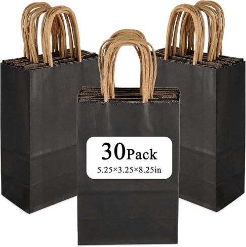 GITMIWS 30 Pack Brown Paper Bags Small Size, 5.25x3.25x8.25Inch Brown Craft Paper Gift Bags with Handles Bulk, Retail Paper Shopping Bags for Small Business, Gifts, Merchandise Take Out Sacks in Saudi Arabia