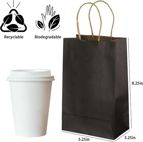 GITMIWS 30 Pack Brown Paper Bags Small Size, 5.25x3.25x8.25Inch Brown Craft Paper Gift Bags with Handles Bulk, Retail Paper Shopping Bags for Small Business, Gifts, Merchandise Take Out Sacks in Saudi Arabia