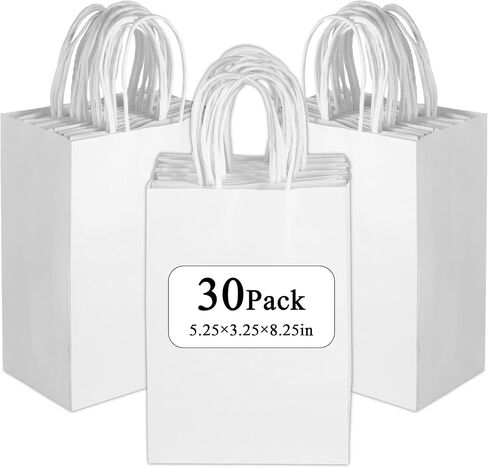 GITMIWS 30 Pack Brown Paper Bags Small Size, 5.25x3.25x8.25Inch Brown Craft Paper Gift Bags with Handles Bulk, Retail Paper Shopping Bags for Small Business, Gifts, Merchandise Take Out Sacks in Saudi Arabia