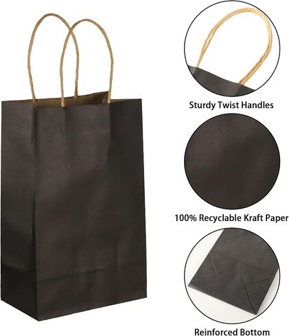 GITMIWS 30 Pack Brown Paper Bags Small Size, 5.25x3.25x8.25Inch Brown Craft Paper Gift Bags with Handles Bulk, Retail Paper Shopping Bags for Small Business, Gifts, Merchandise Take Out Sacks in Saudi Arabia