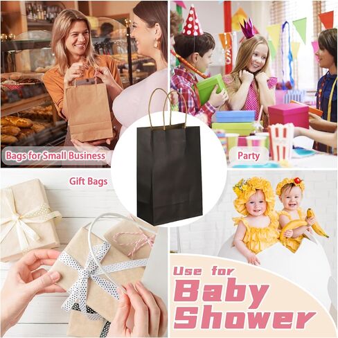 GITMIWS 30 Pack Brown Paper Bags Small Size, 5.25x3.25x8.25Inch Brown Craft Paper Gift Bags with Handles Bulk, Retail Paper Shopping Bags for Small Business, Gifts, Merchandise Take Out Sacks in Saudi Arabia