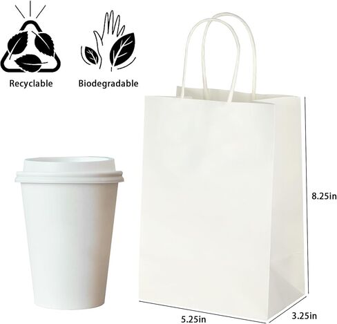 GITMIWS 30 Pack Brown Paper Bags Small Size, 5.25x3.25x8.25Inch Brown Craft Paper Gift Bags with Handles Bulk, Retail Paper Shopping Bags for Small Business, Gifts, Merchandise Take Out Sacks in Saudi Arabia