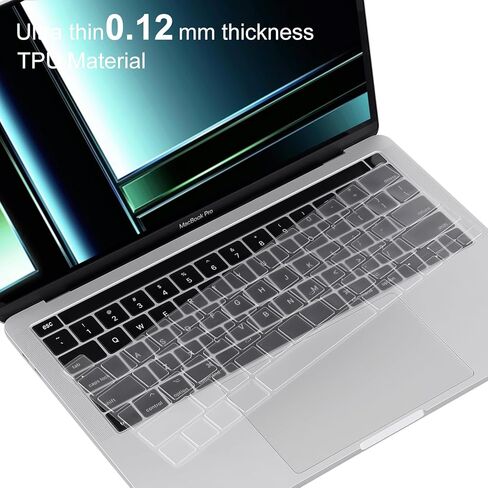 BlueSwan Clear Ultra Thin TPU Keyboard Cover for MacBook Pro 13 inch M2/M1 Chip, Model Number A2338 A2289 A2251 Release 2020-2022, US Layout, Keyboard Protector Accessories in Kuwait