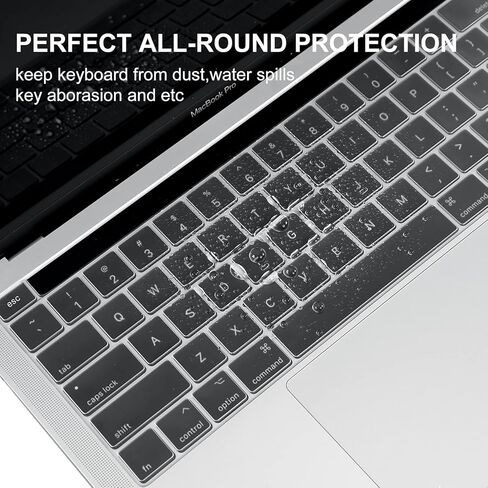 BlueSwan Clear Ultra Thin TPU Keyboard Cover for MacBook Pro 13 inch M2/M1 Chip, Model Number A2338 A2289 A2251 Release 2020-2022, US Layout, Keyboard Protector Accessories in Kuwait