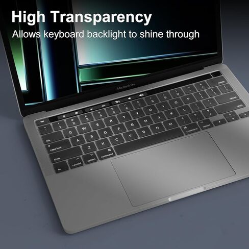BlueSwan Clear Ultra Thin TPU Keyboard Cover for MacBook Pro 13 inch M2/M1 Chip, Model Number A2338 A2289 A2251 Release 2020-2022, US Layout, Keyboard Protector Accessories in Kuwait