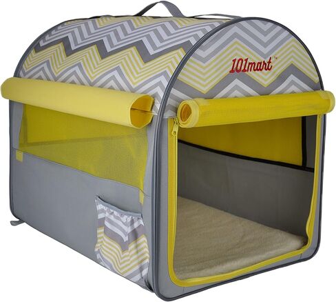 Premium Soft-Sided Foldable Small Size Pet Crate | Portable Pet Kennel for Home and On The Go | Made from Durable Water-Resistant Canvas Fabric | Perfect for Indoor and Outdoor Use in Kuwait