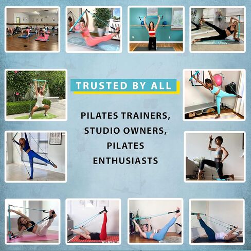 Portable Pilates Bar kit with Free 8-Loop Stretch Band, Workout Videos & Exercise Manual + Posture Alignment Guide, Meal & Workout Planner (E-Book)|Adjustable Resistance & Length Stick in Saudi Arabia