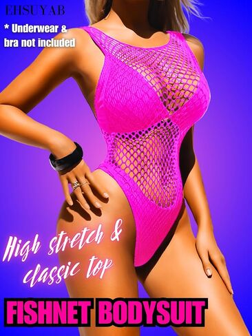 Sexy Women Rave Outfit, Hollow Out Fishnet Bodysuit, Sheer High Cut Top Dancewear Dance Music Festival Club Party in Saudi Arabia