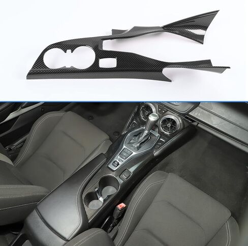RT-TCZ Carbon Fiber Center Console Gear Shift Panel Trim Cover Cup Holder Frame Interior Decoration Kit Accessories for Chevrolet Camaro 2016-2022 in Saudi Arabia