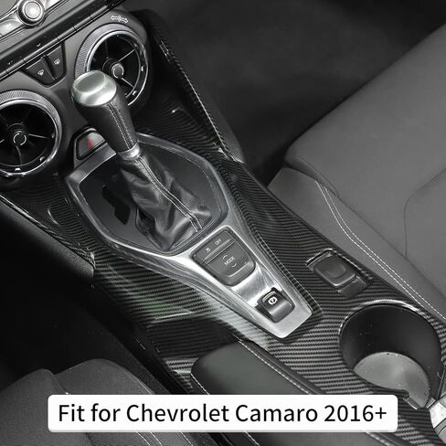 RT-TCZ Carbon Fiber Center Console Gear Shift Panel Trim Cover Cup Holder Frame Interior Decoration Kit Accessories for Chevrolet Camaro 2016-2022 in Saudi Arabia