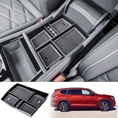 TACORBO Center Console Organizer Tray Compatible with Volkswagen Atlas/Cross Sport 2024 Accessories Insert Tray, Atlas Cross Sport 2024 Armrest Secondary Storage Box, White Trim in Saudi Arabia
