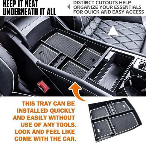 TACORBO Center Console Organizer Tray Compatible with Volkswagen Atlas/Cross Sport 2024 Accessories Insert Tray, Atlas Cross Sport 2024 Armrest Secondary Storage Box, White Trim in Saudi Arabia