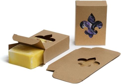 صندوق صابون نافذة CYP White Fleur De Lis - تغليف الصابون محلي الصنع - لوازم صنع الصابون - صنع في الولايات المتحدة الأمريكية! 50 عبوة in Saudi Arabia