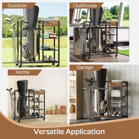 منظم حقيبة الجولف بعجلات، منظم جراج تخزين حقائب الجولف، حامل حقيبة الجولف مناسب لنوادي الجولف، كرات الجولف وإكسسوارات معدات الجولف، للجراج، النادي، السقيفة، بني ريفي GB01BR in Kuwait