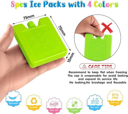 6/8/12 Pack Mini Ice Packs for Cooler,3 X 3 X 0.5In Slim Ice Packs Reusable,Lightweight Cool Packs,Reusable Ice Crystal Boxes for Lunch Bag, Kid Freezer Packs for Work,School,Picnic,Camping,Fishing in Saudi Arabia