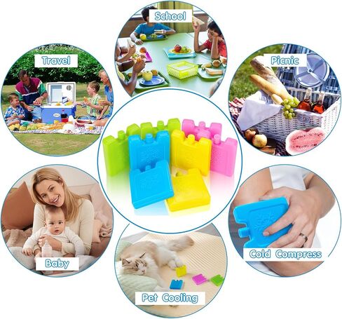 6/8/12 Pack Mini Ice Packs for Cooler,3 X 3 X 0.5In Slim Ice Packs Reusable,Lightweight Cool Packs,Reusable Ice Crystal Boxes for Lunch Bag, Kid Freezer Packs for Work,School,Picnic,Camping,Fishing in Saudi Arabia
