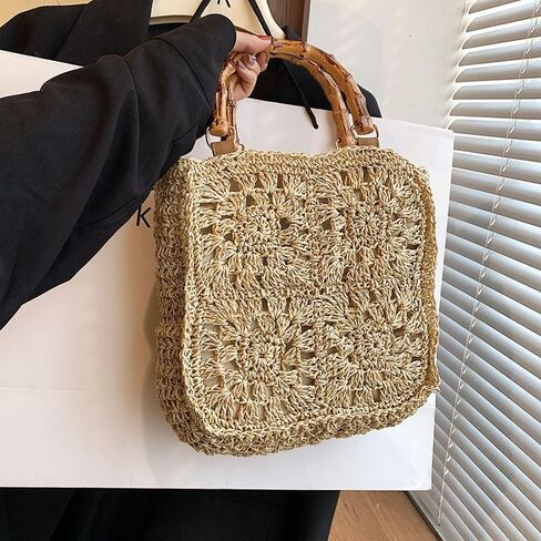 YYW Cute Handwoven Rattan Straw Bag for Women, Boho Beach Tote Bag with Feathers Ornaments Drawstring bag and Hanging Strap in Saudi Arabia