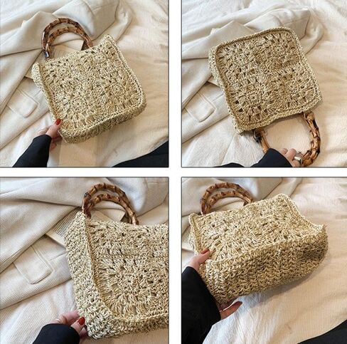 YYW Cute Handwoven Rattan Straw Bag for Women, Boho Beach Tote Bag with Feathers Ornaments Drawstring bag and Hanging Strap in Saudi Arabia