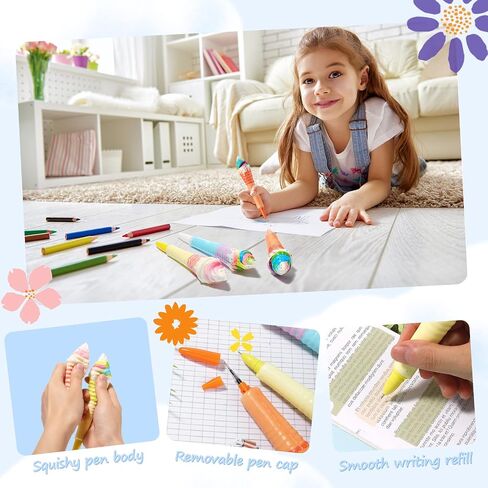 NEWEST 5 Pieces Cute Pig Squishy Pens, Pink Stress Relief Sponge Pens Pig Gel Ink Pens Novelty Pig Writing Pen for Adults Mental Workers in Saudi Arabia