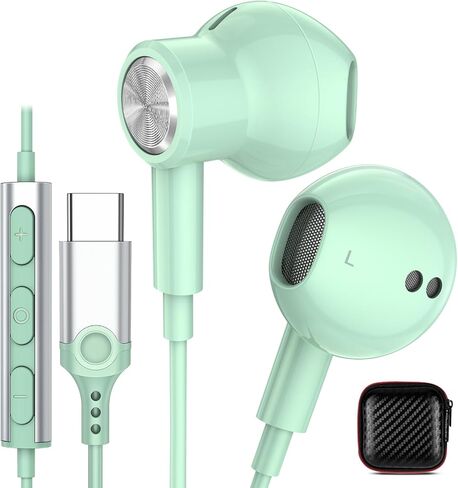 USB C Headphones Earbuds for iPhone 15 Plus iPad, Magnetic Wired Type C Earphone with Microphone for Android Samsung Galaxy S24 S23 S22 S21 FE S20 Note 20 Google Pixel 9 8 7 Pro 8A 6A 6 OnePlus Mint in Kuwait