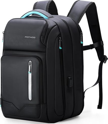 حقيبة ظهر للأعمال للرجال - حقيبة ظهر كبيرة للكمبيوتر المحمول مقاس 17 بوصة قابلة للتوسيع، تحمل على متن الطائرة معتمدة من إدارة أمن المواصلات الأمريكية، حقيبة كمبيوتر مقاومة للماء للعمل والسفر والتنقلات الجامعية باللون الأسود in Kuwait