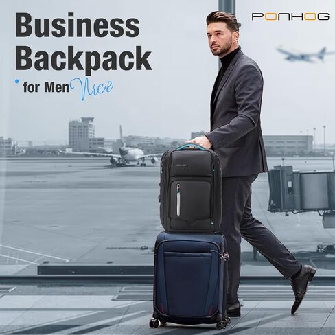 حقيبة ظهر للأعمال للرجال - حقيبة ظهر كبيرة للكمبيوتر المحمول مقاس 17 بوصة قابلة للتوسيع، تحمل على متن الطائرة معتمدة من إدارة أمن المواصلات الأمريكية، حقيبة كمبيوتر مقاومة للماء للعمل والسفر والتنقلات الجامعية باللون الأسود in Kuwait