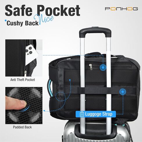 حقيبة ظهر للأعمال للرجال - حقيبة ظهر كبيرة للكمبيوتر المحمول مقاس 17 بوصة قابلة للتوسيع، تحمل على متن الطائرة معتمدة من إدارة أمن المواصلات الأمريكية، حقيبة كمبيوتر مقاومة للماء للعمل والسفر والتنقلات الجامعية باللون الأسود in Kuwait