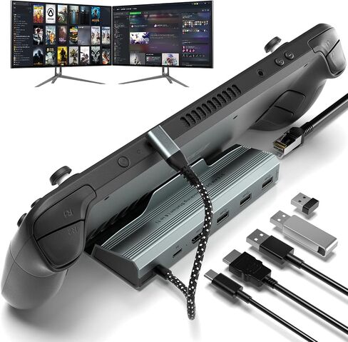 منصة Steam Deck، محطة إرساء سطح البخار 6 في 1 مع HDMI 2.0 4k@60 هرتز، واقي لوحة اللمس لسطح البخار، إيثرنت 1000 ميجا بت في الثانية، 3 USB 3.0، 100 واط PD قاعدة شحن سريعة لسبائك ROG مع سطح بخار صمام in Saudi Arabia