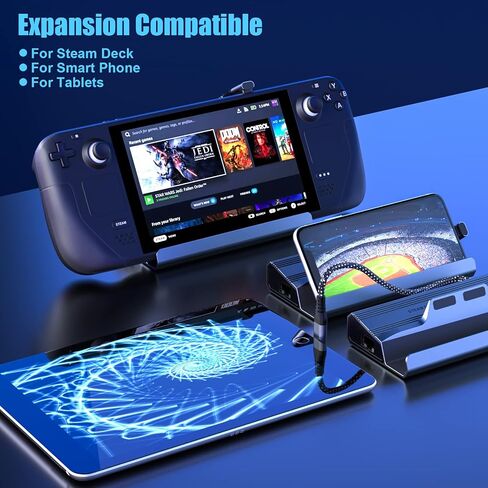 منصة Steam Deck، محطة إرساء سطح البخار 6 في 1 مع HDMI 2.0 4k@60 هرتز، واقي لوحة اللمس لسطح البخار، إيثرنت 1000 ميجا بت في الثانية، 3 USB 3.0، 100 واط PD قاعدة شحن سريعة لسبائك ROG مع سطح بخار صمام in Saudi Arabia