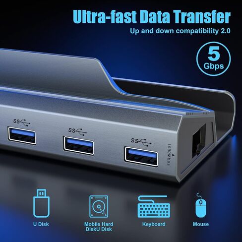 منصة Steam Deck، محطة إرساء سطح البخار 6 في 1 مع HDMI 2.0 4k@60 هرتز، واقي لوحة اللمس لسطح البخار، إيثرنت 1000 ميجا بت في الثانية، 3 USB 3.0، 100 واط PD قاعدة شحن سريعة لسبائك ROG مع سطح بخار صمام in Saudi Arabia