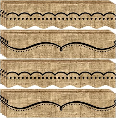 Burlap Bulletin Board Borders Classroom Border Trim Burlap Straight Borders Dotted Swirl Bulletin Wall Decor Back to School Decoration Borders (78.8 Feet) in Saudi Arabia
