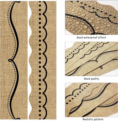 Burlap Bulletin Board Borders Classroom Border Trim Burlap Straight Borders Dotted Swirl Bulletin Wall Decor Back to School Decoration Borders (78.8 Feet) in Saudi Arabia
