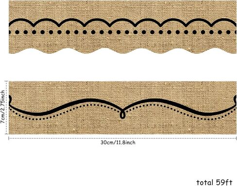 Burlap Bulletin Board Borders Classroom Border Trim Burlap Straight Borders Dotted Swirl Bulletin Wall Decor Back to School Decoration Borders (78.8 Feet) in Saudi Arabia