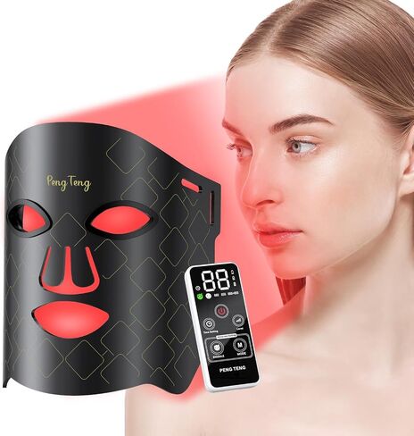 العلاج بالضوء الأحمر للوجه من Peng Teng، 660 نانومتر و850 نانومتر، الاستخدام المبتكر للمراقبة، أقنعة العلاج بالضوء الأحمر مع جهاز تحكم ببطارية 3000 مللي أمبير في الساعة، جهاز العلاج بالضوء قناع LED يمكن استخدامه في المنزل... in Saudi Arabia