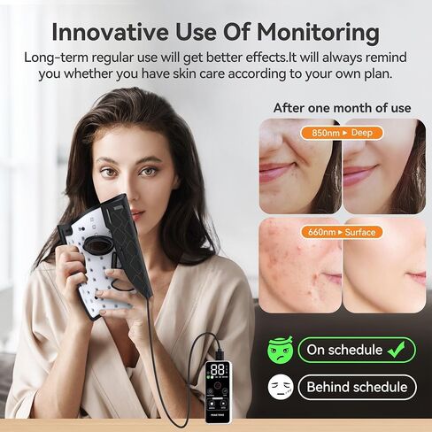 العلاج بالضوء الأحمر للوجه من Peng Teng، 660 نانومتر و850 نانومتر، الاستخدام المبتكر للمراقبة، أقنعة العلاج بالضوء الأحمر مع جهاز تحكم ببطارية 3000 مللي أمبير في الساعة، جهاز العلاج بالضوء قناع LED يمكن استخدامه في المنزل... in Saudi Arabia