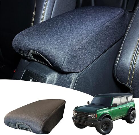 Koverz Neoprene Center Console Cover Armrest Pad with Keyhole Compatible with New Ford Bronco (Full Size, NOT Sport) 2021, 2022 - Black in Saudi Arabia