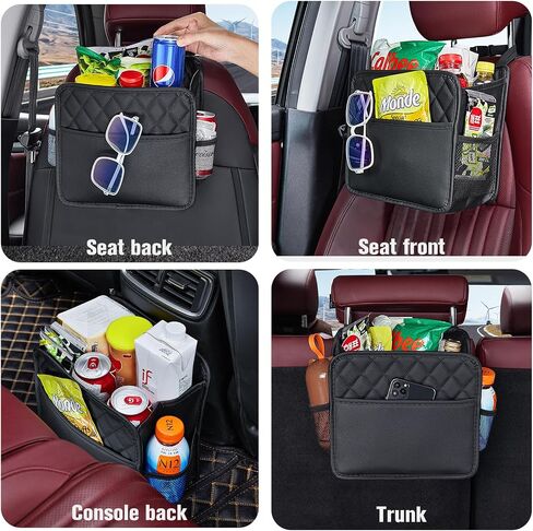 Updated Car Back Seat Organizers and Storage, Seat Organizer for Backseat, Premium PU Leather Front & Backseat Car Organizer Universal Waterproof Hanging Car Seat Organizer (Beige 1Pack) in Saudi Arabia