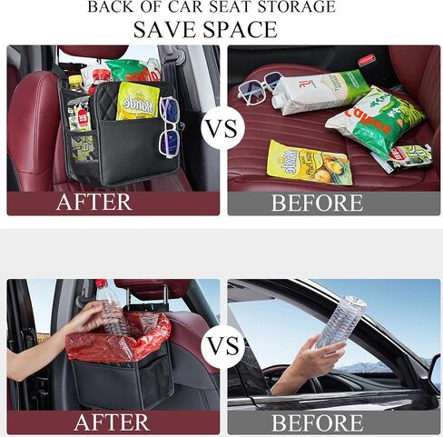 Updated Car Back Seat Organizers and Storage, Seat Organizer for Backseat, Premium PU Leather Front & Backseat Car Organizer Universal Waterproof Hanging Car Seat Organizer (Beige 1Pack) in Saudi Arabia