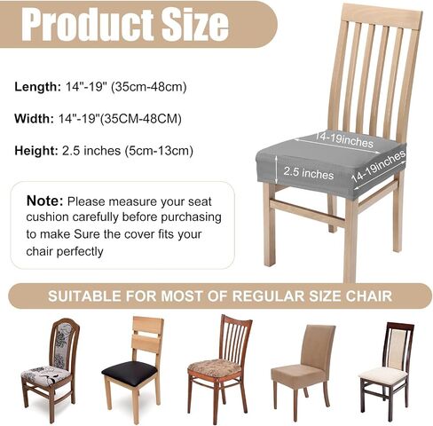 Buryeah Set of 12 Chair Covers Stretch Dining Chair Seat Covers Waterproof Soft Removable Chair Cushion Covers for Dining Chairs Washable Chair Seat Slipcovers Protector for Dining Room (Light Grey) in Saudi Arabia