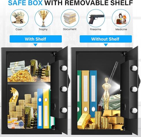 2.6 Cub Large Home Safe Box, Anti-theft Home Security Safe Box with Programmable Keypad, Spare Keys and Removable Shelf, Digital Safe for Home Money Firearm Documents Valuables in Saudi Arabia