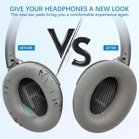 وسائد أذن بديلة لسماعات الرأس الاحترافية Bose Quiet Comfort 35 (QC35 II)، وسادات أذن بديلة من جلد البروتين الناعم لـ Bose QC35 QC25 QC15 QC2/ Ae2 Ae2i Ae2w/ Sound Link/Sound True (رمادي) in Kuwait