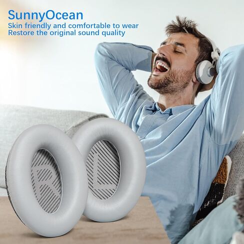 وسائد أذن بديلة لسماعات الرأس الاحترافية Bose Quiet Comfort 35 (QC35 II)، وسادات أذن بديلة من جلد البروتين الناعم لـ Bose QC35 QC25 QC15 QC2/ Ae2 Ae2i Ae2w/ Sound Link/Sound True (رمادي) in Kuwait